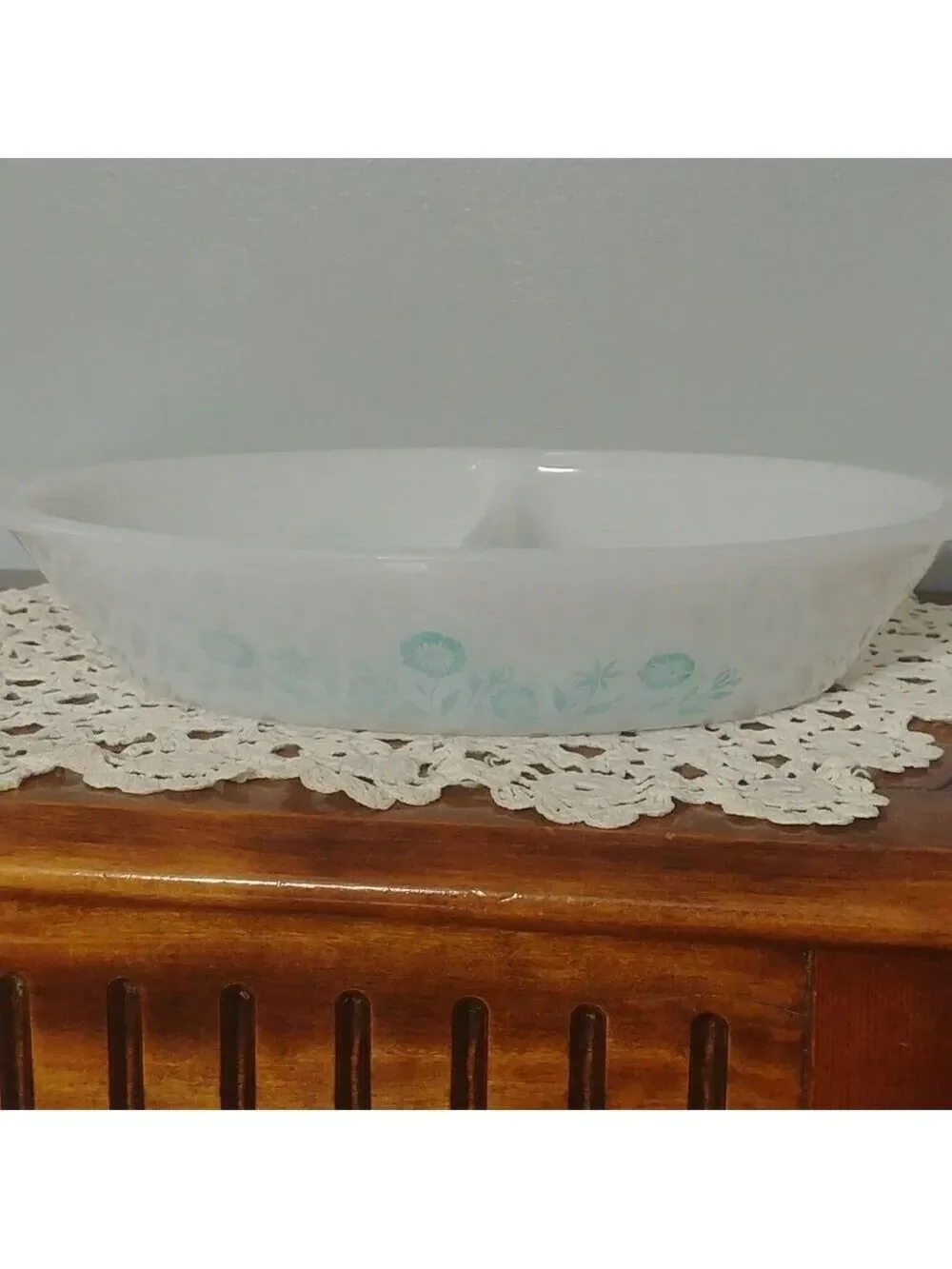 Vintage Sears Maid of Honor Blue Flower Bake & Servewear Dip Dish 1Qt MadeinUSA